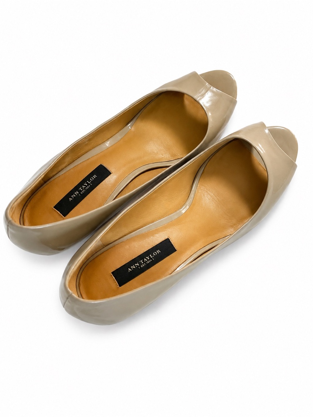 Ann Taylor Women's Patent Leather Scallop Trim Pumps - Taupe - Picture 2 of 3